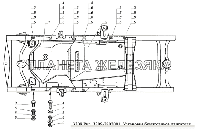 Установка брызговиков двигателя ГАЗ-3309 (Евро 2)
